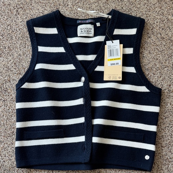 Scotch & Soda Tops - NWT Scotch & Soda Black and White Striped Knit Vest